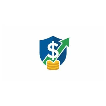 Financial protection shield icon with growing dollar coin symbol Illustrazione stock