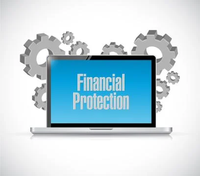 Financial Protection tech computer sign concept Illustrazione stock