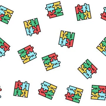 Financial puzzle and diversification vector seamless pattern Stock Illustration