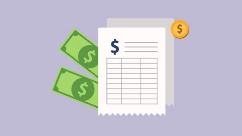 Financial Receipt with Money Flat Design 2d Animation with Alpha Matte Stock Footage 340696541