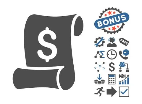 Financial Receipt Roll Flat Vector Icon With Bonus 스톡 일러스트