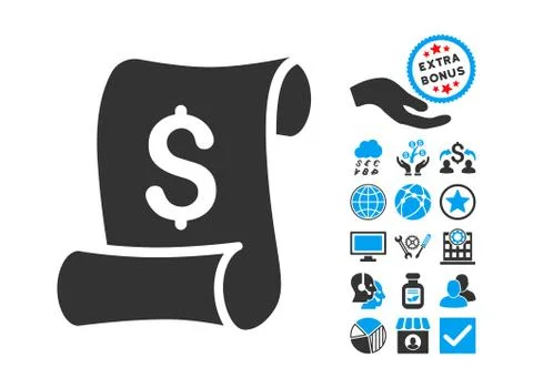 Financial Receipt Roll Flat Vector Icon With Bonus 스톡 일러스트