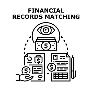 Financial records and documents matching for accounting analysis Stock Illustration