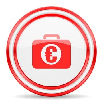Financial red white glossy web icon Stock Illustration