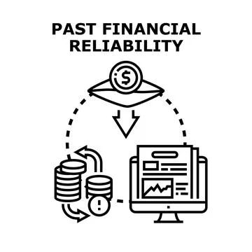 Financial reliability concept coins, an exclamation mark, and a computer with Stock Illustration