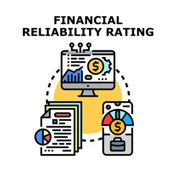 Financial reliability rating concept analyzing credit risk Stock Illustration