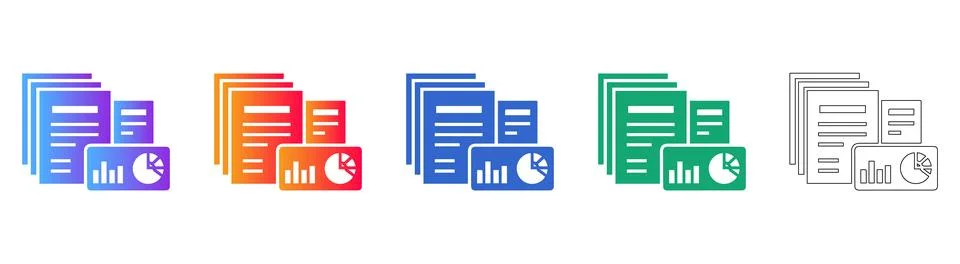 Financial Report and Data Analysis Icons Stock Illustration