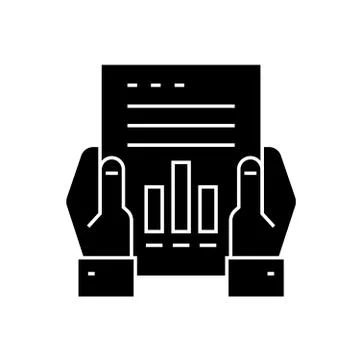 Financial report black vector concept icon. Financial report flat illustration Stock Illustration