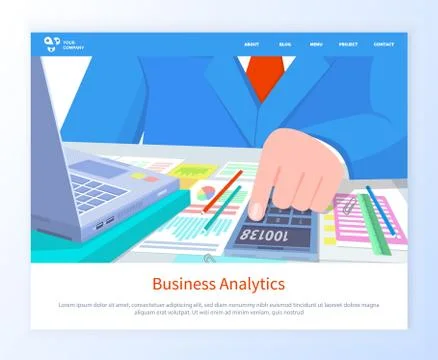 Financial Report, Business Analytics Web Vector Illustrazione stock