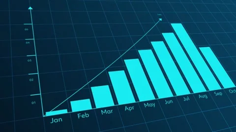 Financial report business progress on dark blue screen Stock Footage 284818503