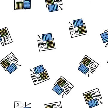 Financial report calculator vector seamless pattern Stock Illustration