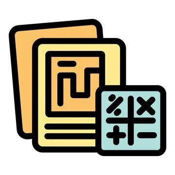 Financial report with charts and basic math operations icons Illustrazione stock