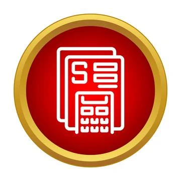 Financial report document with calculator icon on red button イラスト素材