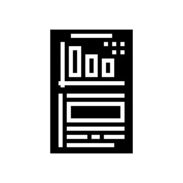 Financial report document with chart glyph icon vector illustration Stock Illustration