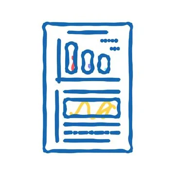 Financial report document with chart icon doodle illustration Stock Illustration