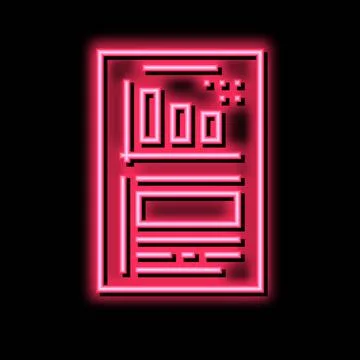 Financial report document with chart neon glow icon illustration Stock Illustration