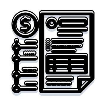 Financial report document with data and currency icon Illustrazione stock