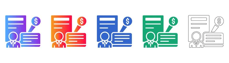 Financial Report Document Icon Set Stock Illustration