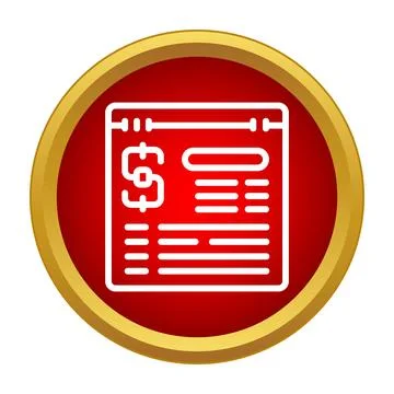 Financial report document icon showing dollar symbol, red button Stock Illustration