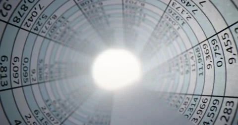 Financial report document with table with numbers rolled into tube closeup Stock Footage 239476819