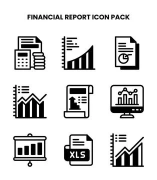Financial Report DuoTone Vector Icons Pack Stock Illustration