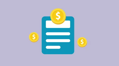 Financial Report Icon Flat Design 2d Animation with Alpha Matte Stock Footage 340696134