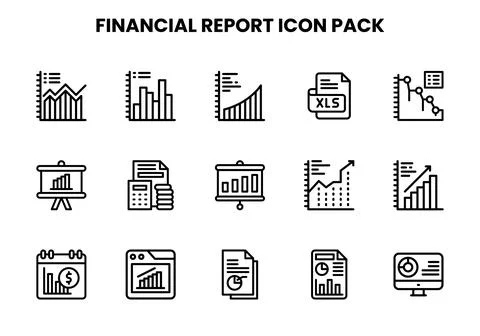 Financial Report Line Bundle Icons Pack Stockillustratie
