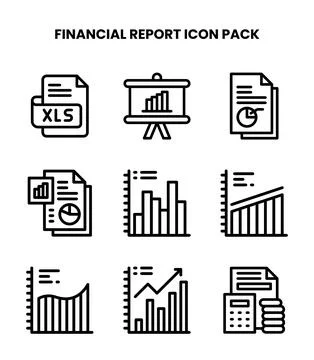Financial Report Line Bundle Icons Pack Stock Illustration