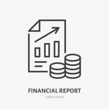 Financial report line icon, vector pictogram of document with money. Business Stock Illustration