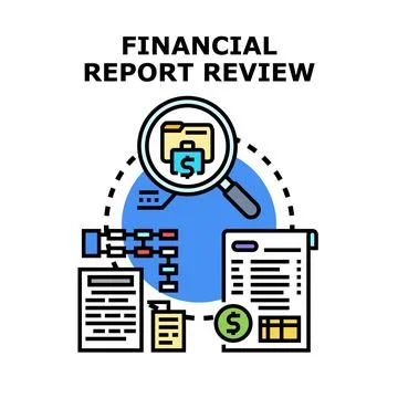 Financial report review process analyzing business data Stock Illustration