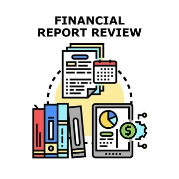 Financial report review process documenting business data Stock Illustration