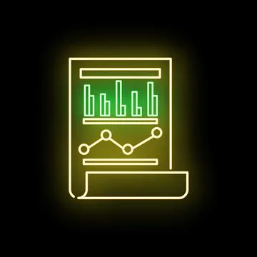 Financial report showing data analysis and business growth neon Illustrazione stock