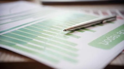 Financial report, statistics documents with chart or graph Foto stock