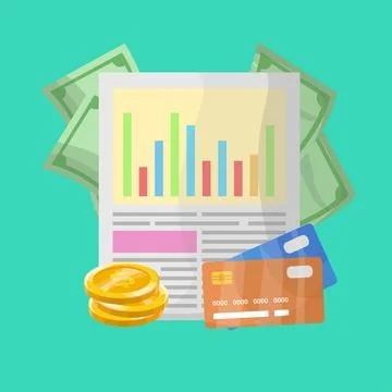 Financial Report with Statistics Vector Illustrazione stock