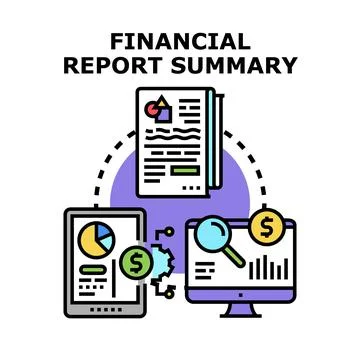Financial report summary analysis and data visualization Stock Illustration