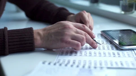 Financial Report on a tablet computer, close-up Stock Footage