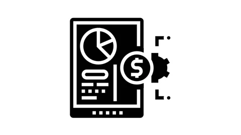 Financial report on tablet screen glyph icon animation Stock Footage 222852308