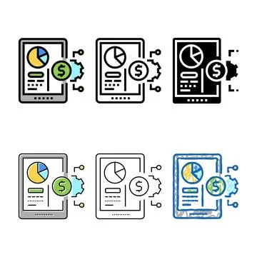 Financial report on tablet screen minimal color icon vector Stock Illustration
