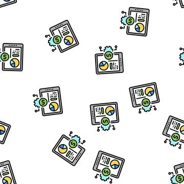 Financial report on tablet screen vector seamless pattern イラスト素材