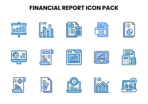 Financial Report Two Colour Vector Icons Pack Stockillustratie