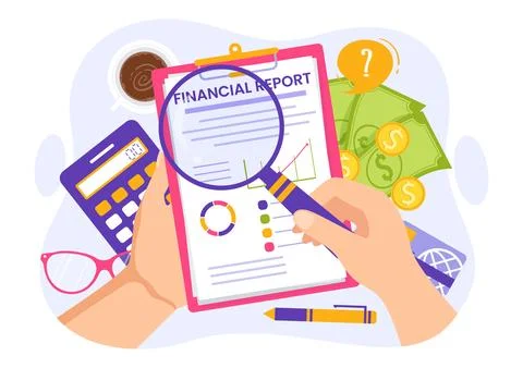 Financial Report Vector Illustration with Data Charts, Graphs and Diagrams .. イラスト素材