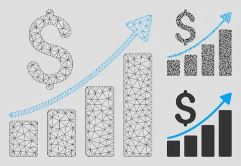 Financial Report Vector Mesh Carcass Model and Triangle Mosaic Icon Stock Illustration