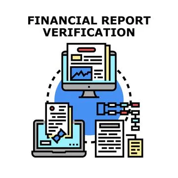 Financial report verification process for data analysis Stock Illustration