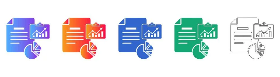 Financial Reporting and Analytics Icon Set Stock Illustration