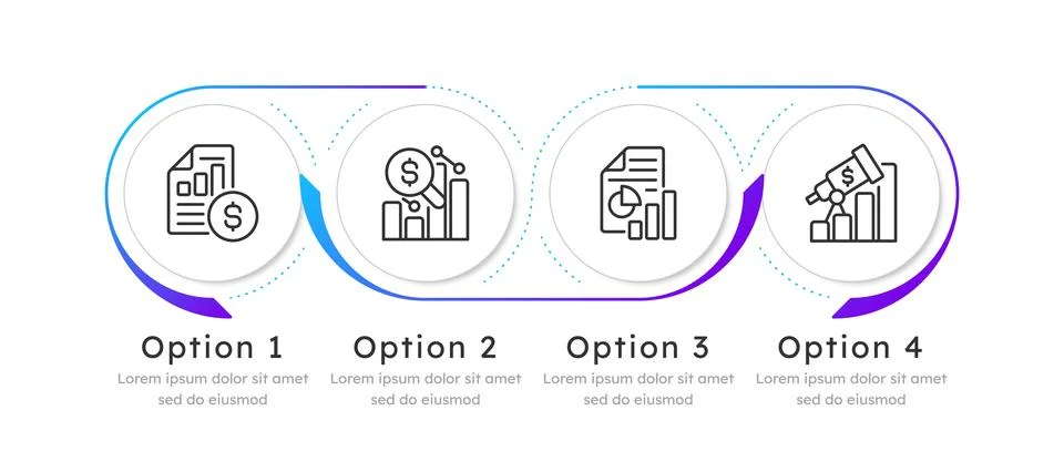 Financial reporting blue gradient infographic 4 steps イラスト素材