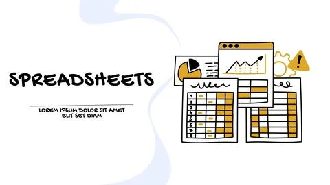Financial reports and spreadsheets concept, business illustration Stock Illustration