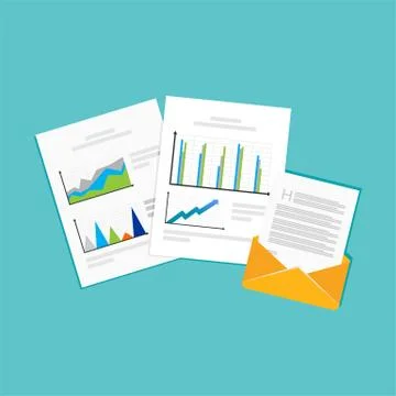 Financial reports. Business documents. Stock Illustration