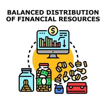 Financial resources distribution management concept creating economic balance Stock Illustration