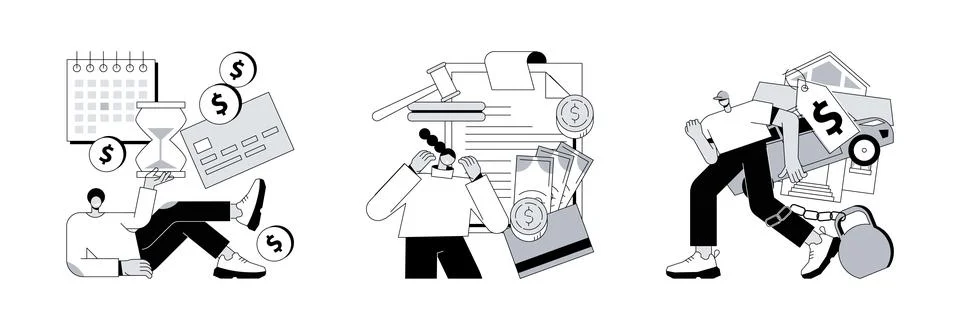 Financial responsibility abstract concept vector illustrations. Ilustração Stock