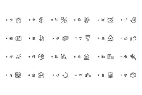 Financial Responsive Vector Icons Collection Stock Illustration